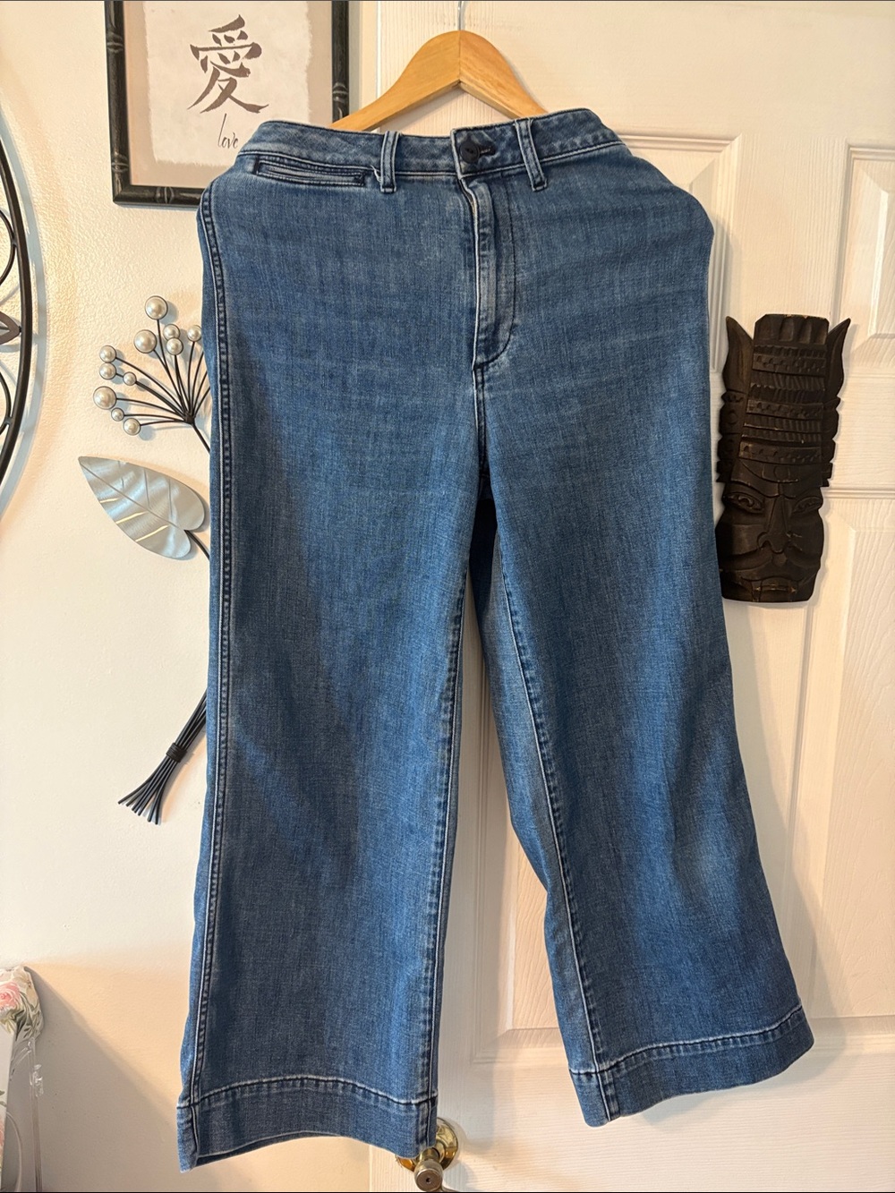 J. Crew Wide-Leg Jeans in Medium Blue Denim